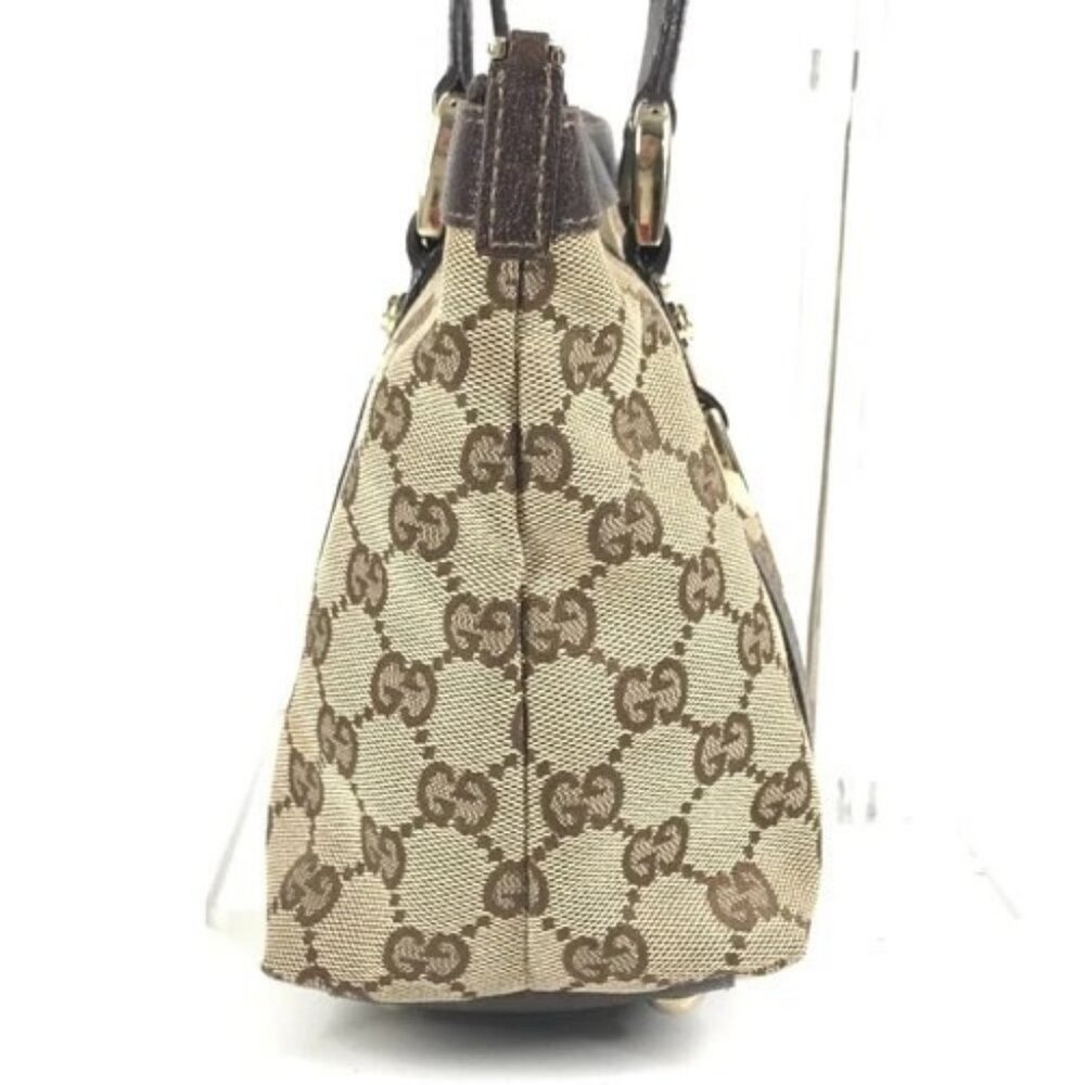 GUCCI 141471 GG Handbag Tote Bag Shoulder Bag GGCanvas/Leather Beige/Dark brown - Picture 4 of 16